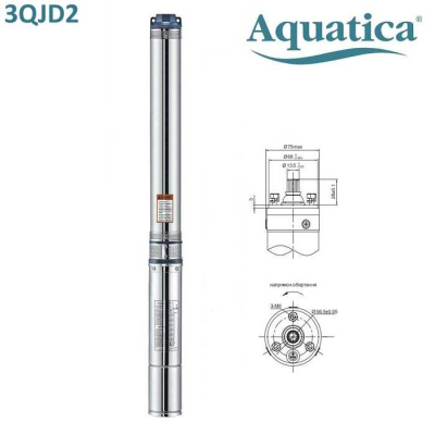 Насос для скважин центробежный Aquatica 3QJD2, 1.8кВт, Q 45л/мин, H 199м