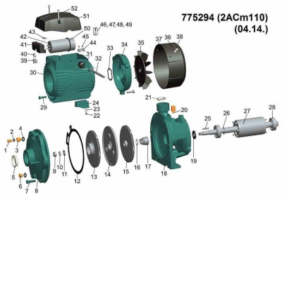 Насос для воды центробежный Leo3.0 2ACm110, 1.1кВт H 47м Q 140л/мин